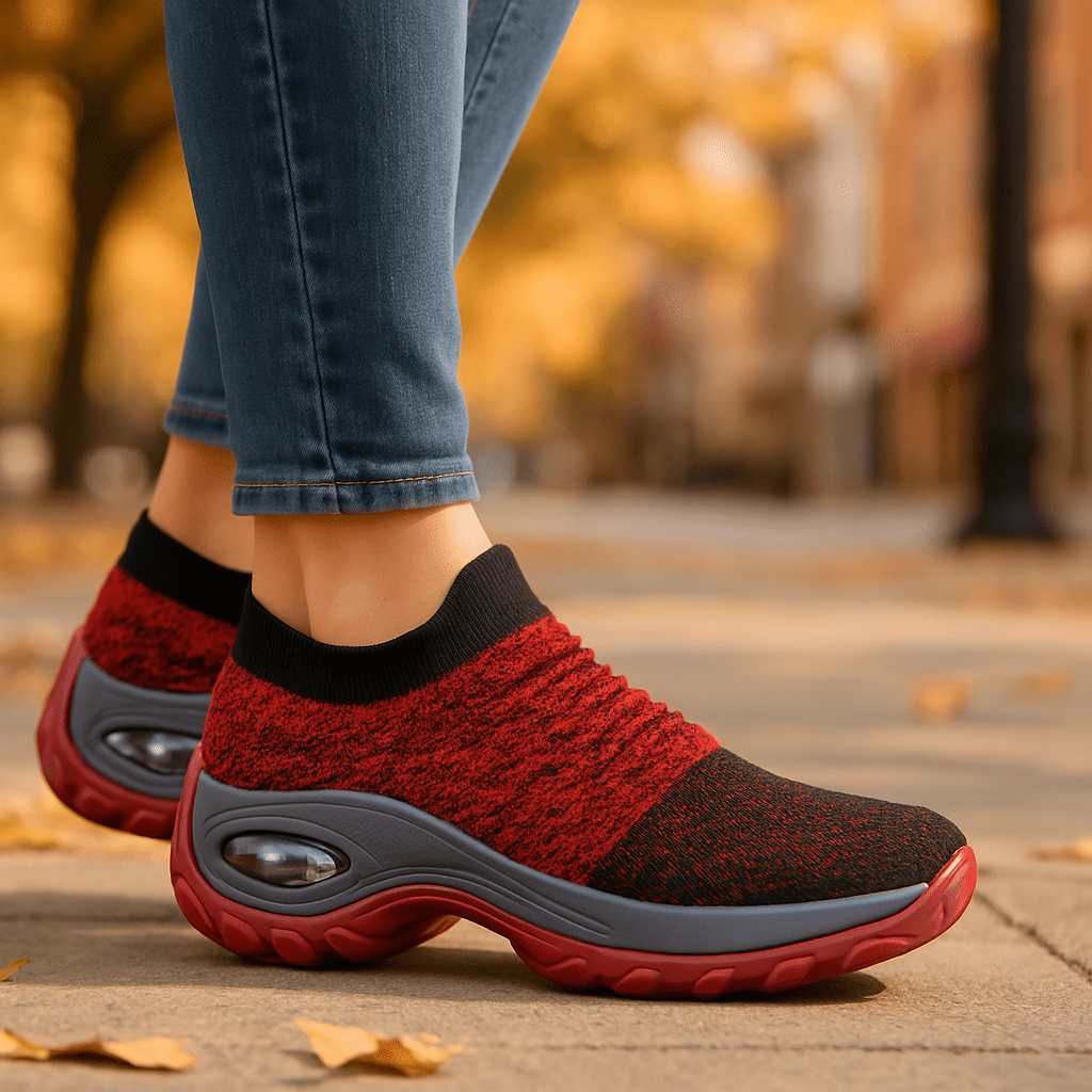 Atmungsaktive Stretch-Schuhe ohne Schnürung - Rot