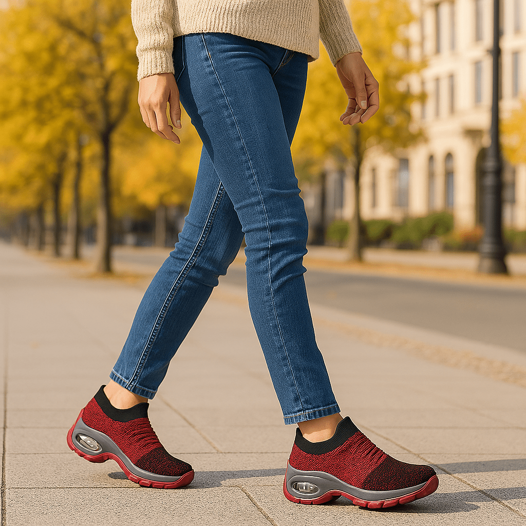 Atmungsaktive Stretch-Schuhe ohne Schnürung - Rot