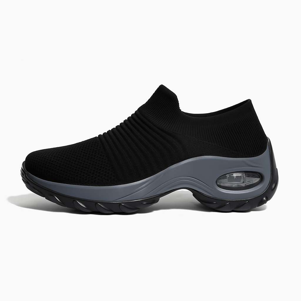 Atmungsaktive No-Tie Stretch-Schuhe - Schwarz Grau