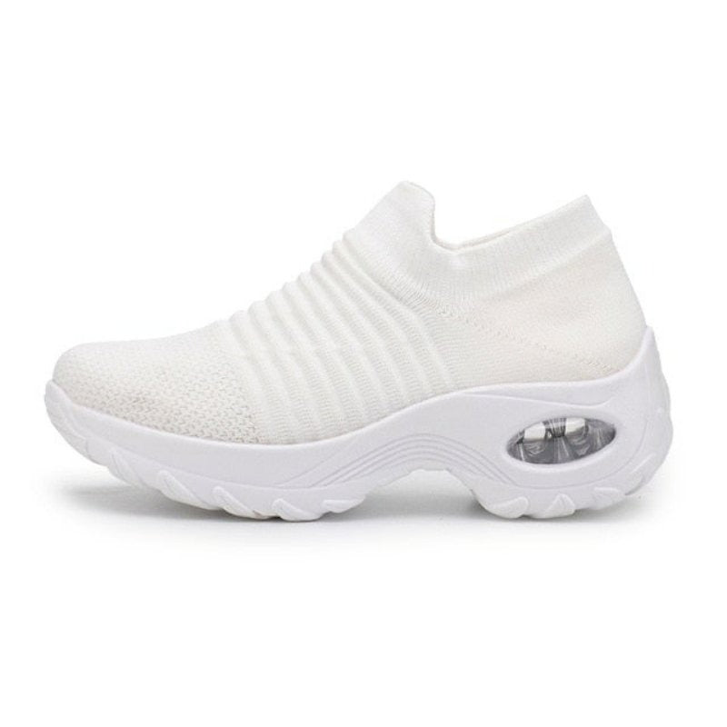 Atmungsaktive Stretch-Schuhe ohne Schnürung - Weiß