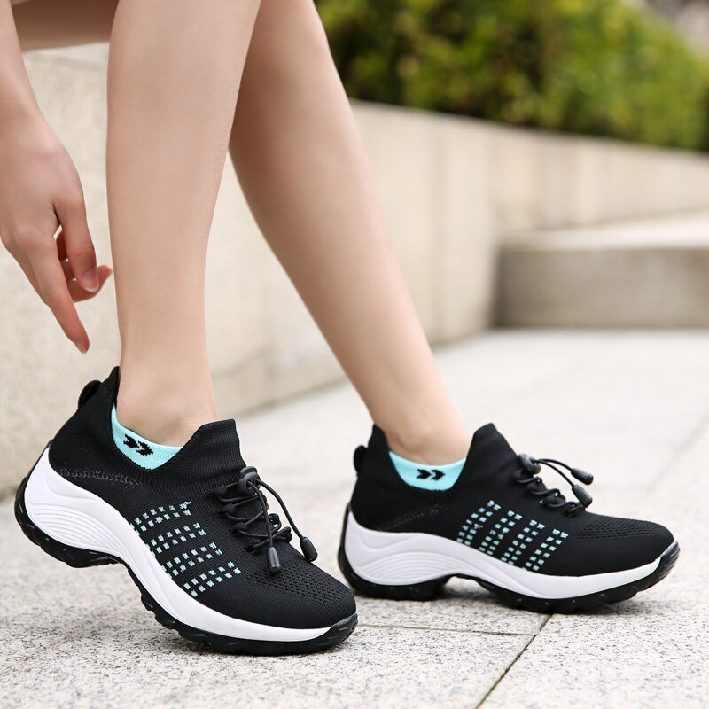 Ortho Stretch Cushion Schuhe - Schwarz Himmelblau